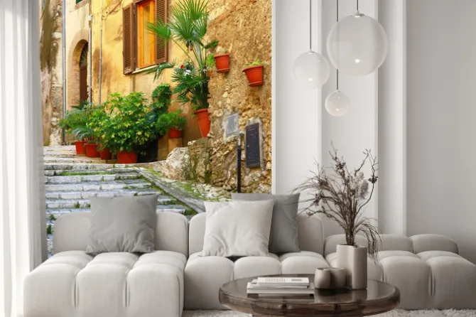 Naklejka: Autentyczne średniowieczne wioski włoch - casperia