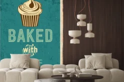 Naklejka: Babeczka z napisem w stylu plakatu reklamowego vintage