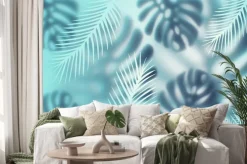Naklejka: Background with tropical monstera leaves