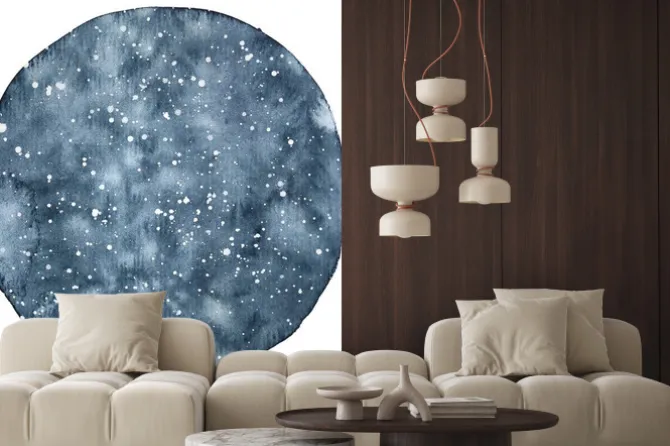 Naklejka: Backround akwarela koło nocnego nieba