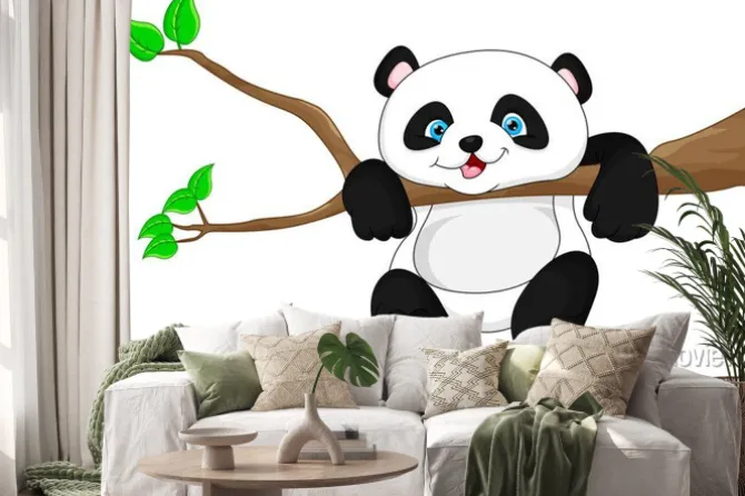 Naklejka: Bajkowa panda na gałęzi