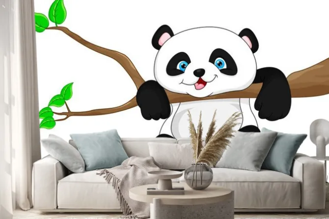 Naklejka: Bajkowa panda na gałęzi