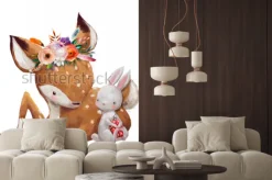 Naklejka: Bajkowa sarenka z zajączkiem