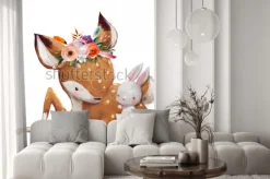 Naklejka: Bajkowa sarenka z zajączkiem