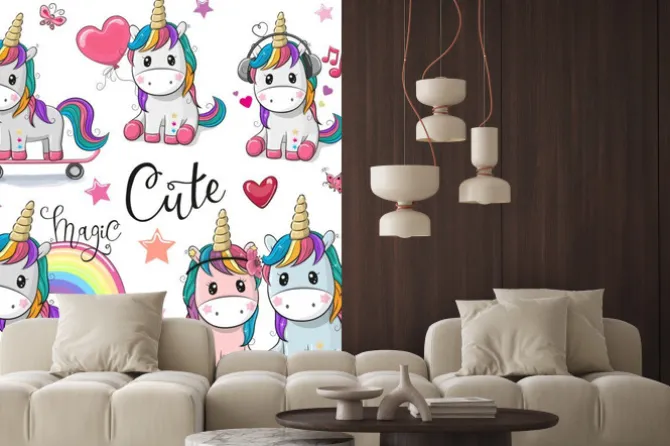 Naklejka: Bajkowe słodkie jednorożce