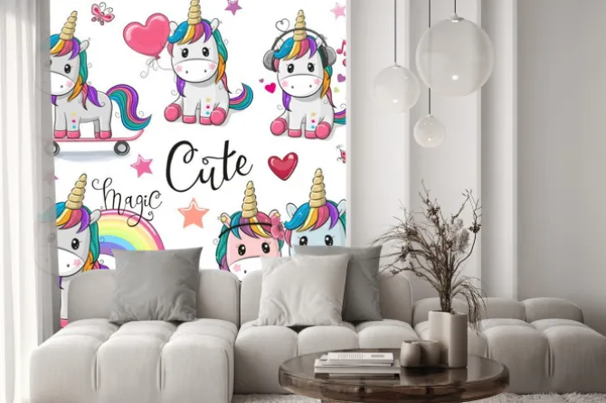 Naklejka: Bajkowe słodkie jednorożce