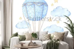 Naklejka: Balon z chmurkami i gwiazdkami dla dzieci