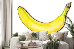 Naklejka: Banan na białym tle. ilustracja akwarela. owoce tropikalne