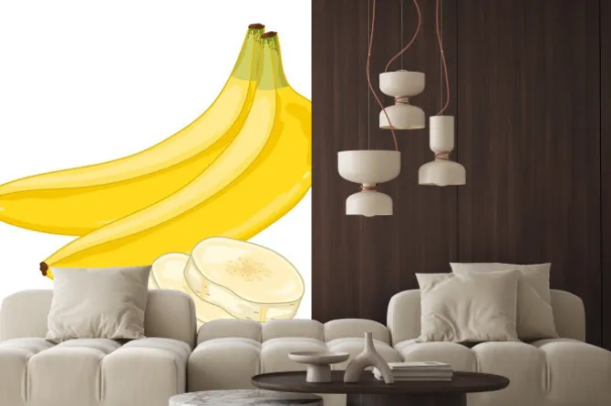 Naklejka: Banan na białym tle.