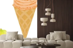 Naklejka: Banana lody w stożek obrazu wektorowego