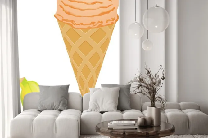 Naklejka: Banana lody w stożek obrazu wektorowego