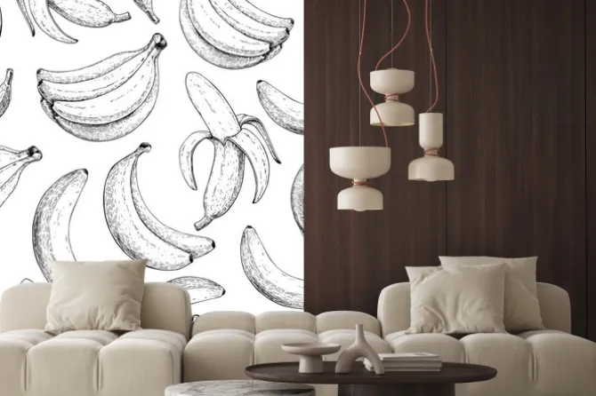 Naklejka: Banana wektor bez szwu deseń. odosobnione r? cznie narysowane