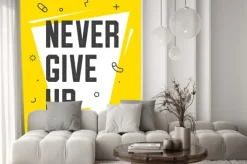 Naklejka: Banner with text work never give up for emotion, inspiration