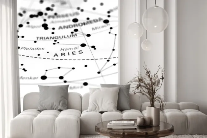 Naklejka: Baran gwiezdna mapa zodiaku. znak zodiaku baran na mapie gwiazdkowy