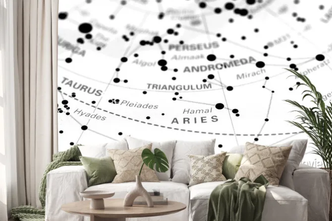 Naklejka: Baran gwiezdna mapa zodiaku. znak zodiaku baran na mapie gwiazdkowy