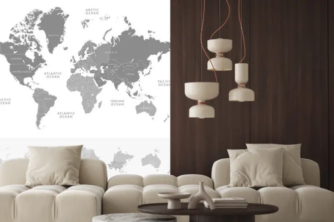 Naklejka: Bardzo szczegółowe mapa świata kontynenty z oznaczenia kraju.