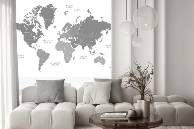 Naklejka: Bardzo szczegółowe mapa świata kontynenty z oznaczenia kraju.