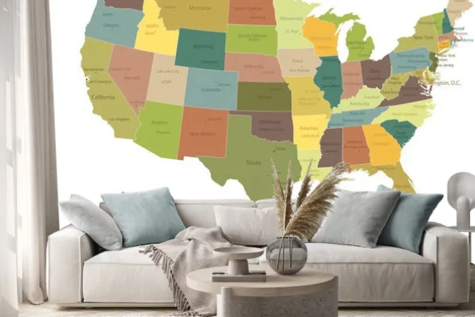 Naklejka: Bardzo szczegółowe polityczne usa map.layers używane.