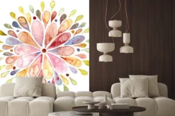 Naklejka: Barwna akwarela z motywem kwiatowym