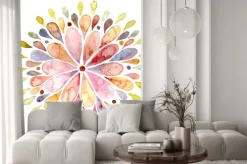 Naklejka: Barwna akwarela z motywem kwiatowym