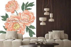 Naklejka: Beautiful, delicate bouquet of peonies. vector illustration