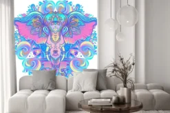 Naklejka: Beautiful hand-drawn tribal style elephant over mandala. colorful