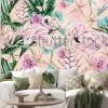 Naklejka: Beautiful vintage seamless floral jungle pattern background.
