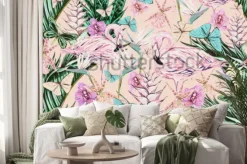 Naklejka: Beautiful vintage seamless floral jungle pattern background.