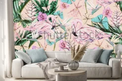 Naklejka: Beautiful vintage seamless floral jungle pattern background.