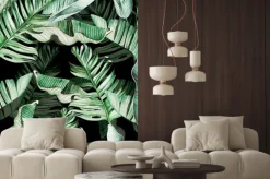 Naklejka: Beautiful watercolor seamless pattern with tropical leaves and