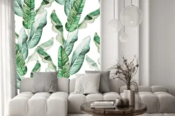 Naklejka: Beautiful watercolor seamless pattern with tropical leaves and