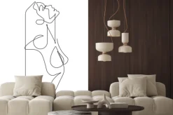 Naklejka: Beautiful woman looking up one continuous line female vector