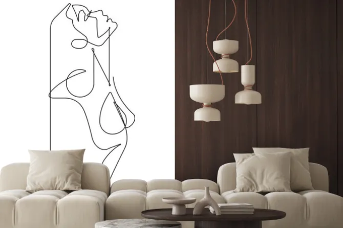 Naklejka: Beautiful woman looking up one continuous line female vector