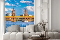 Naklejka: Berlin oberbaumbrücke, friedrichshain-kreuzberg, niemcy