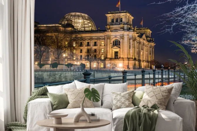 Naklejka: Berlin reichstag w nocy