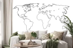 Naklejka: Best doodle world map for your design. hand drawn freehand editable