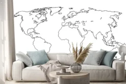 Naklejka: Best doodle world map for your design. hand drawn freehand editable