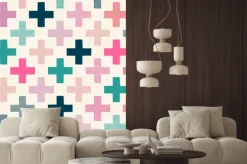 Naklejka: Bez szwu tekstury wzór kolorowy krzyż