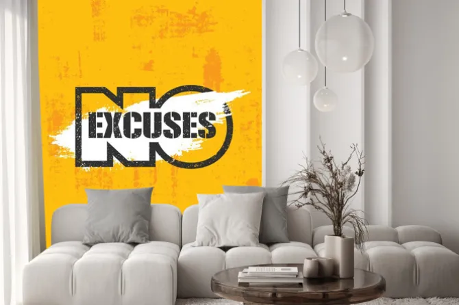 Naklejka: Bez wymówek. sprawności fizycznej gym mięśnia treningu motywaci