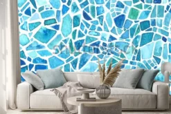 Naklejka: Bezszwowa mozaiki tekstura. kalejdoskop tło wektor niebieski.