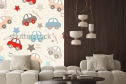 Naklejka: Bezszwowe tło z samochodami, ilustracji wektorowych