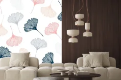 Naklejka: Bezszwowy wzór z ginkgo liśćmi.