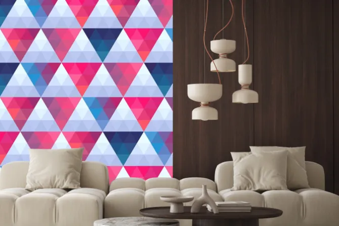 Naklejka: Bezszwowych tekstur z trójkątów, mozaika niekończącej wzór. że