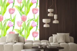 Naklejka: Bezszwowych tekstur z eleganckimi tulipanów dla swojego projektu.