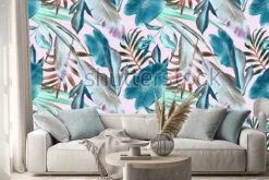 Naklejka: Bezszwowych tropikalnych liści deseniowy tło, retro botaniczny