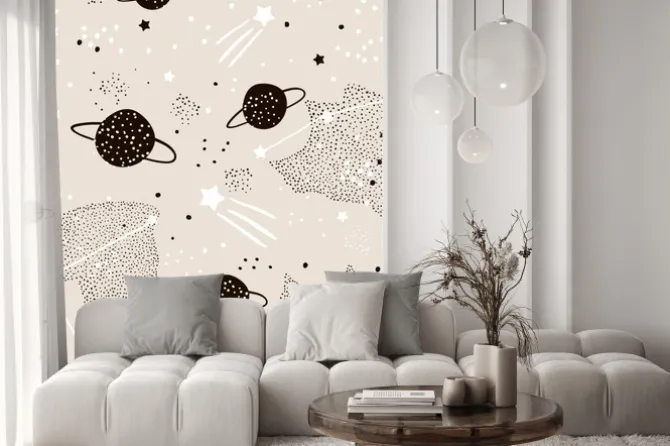 Naklejka: Bezszwowych wzór z gwiazdami, konstelacji, planet i elementów