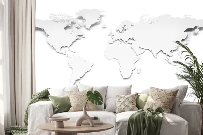 Naklejka: Biała mapa świata z papieru