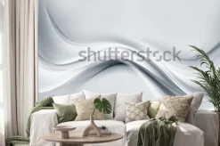 Naklejka: Biała nowożytna jaskrawa fala sztuka. niewyraźne tło. abstrakcyjna