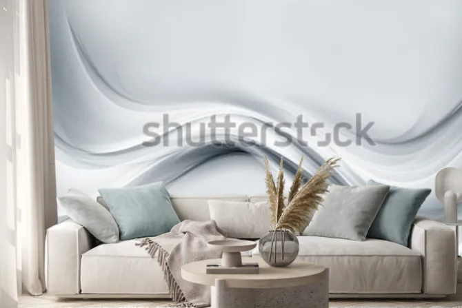 Naklejka: Biała nowożytna jaskrawa fala sztuka. niewyraźne tło. abstrakcyjna