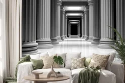 Naklejka: Białe marmurowe filary w rzędzie wewnątrz budynku